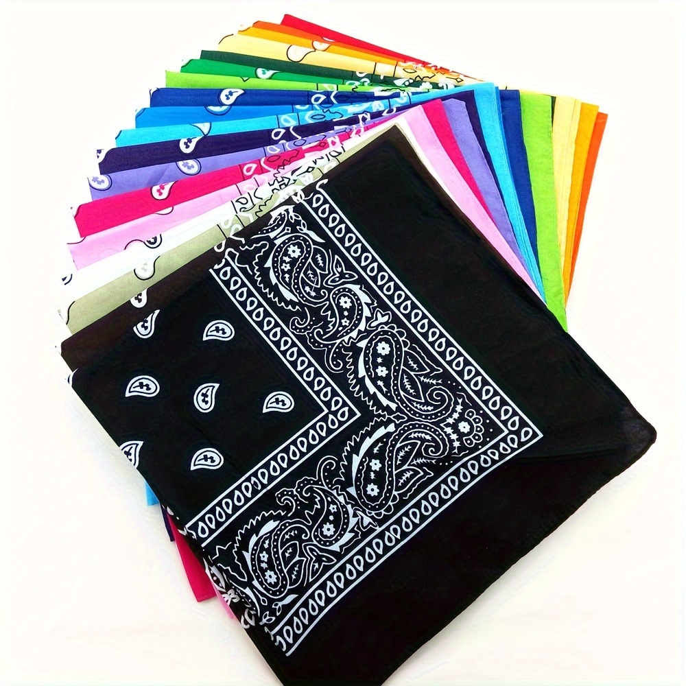 

6/9pcs Paisley Cowboy Bohemian Non-absorbent Design Headscarf Bandanas, Multipurpose Wide Classic Style Quick Dry Headbands, For Men And Women