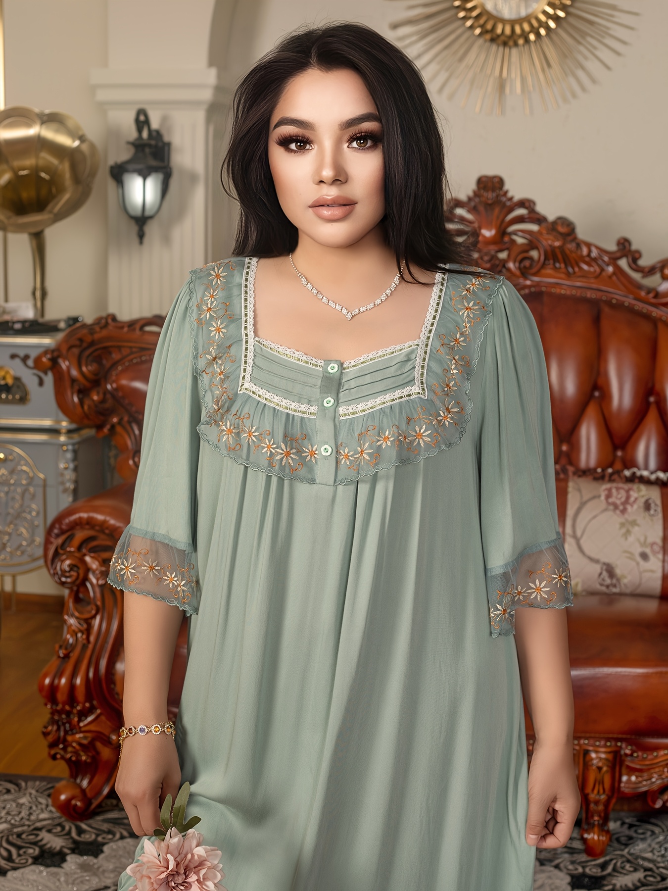 chinese dress ladies Maddie Silk Midi Nightdress Rose main image 1