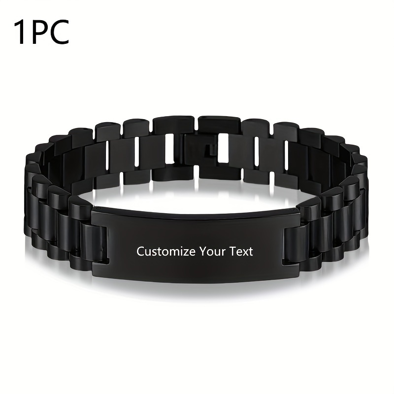 TEMU Customized 1pc Men's Bracelet, , Laser Engraved, And Personalized