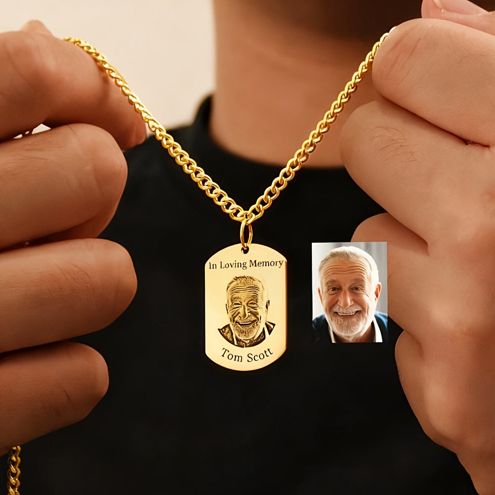 TEMU Collana con Foto Personalizzata da - Personalizzato e Incisione/Stampa Foto su Ciondolo Tag Dog Tag in Acciaio Inossidabile 304L 304L 304L 304L,