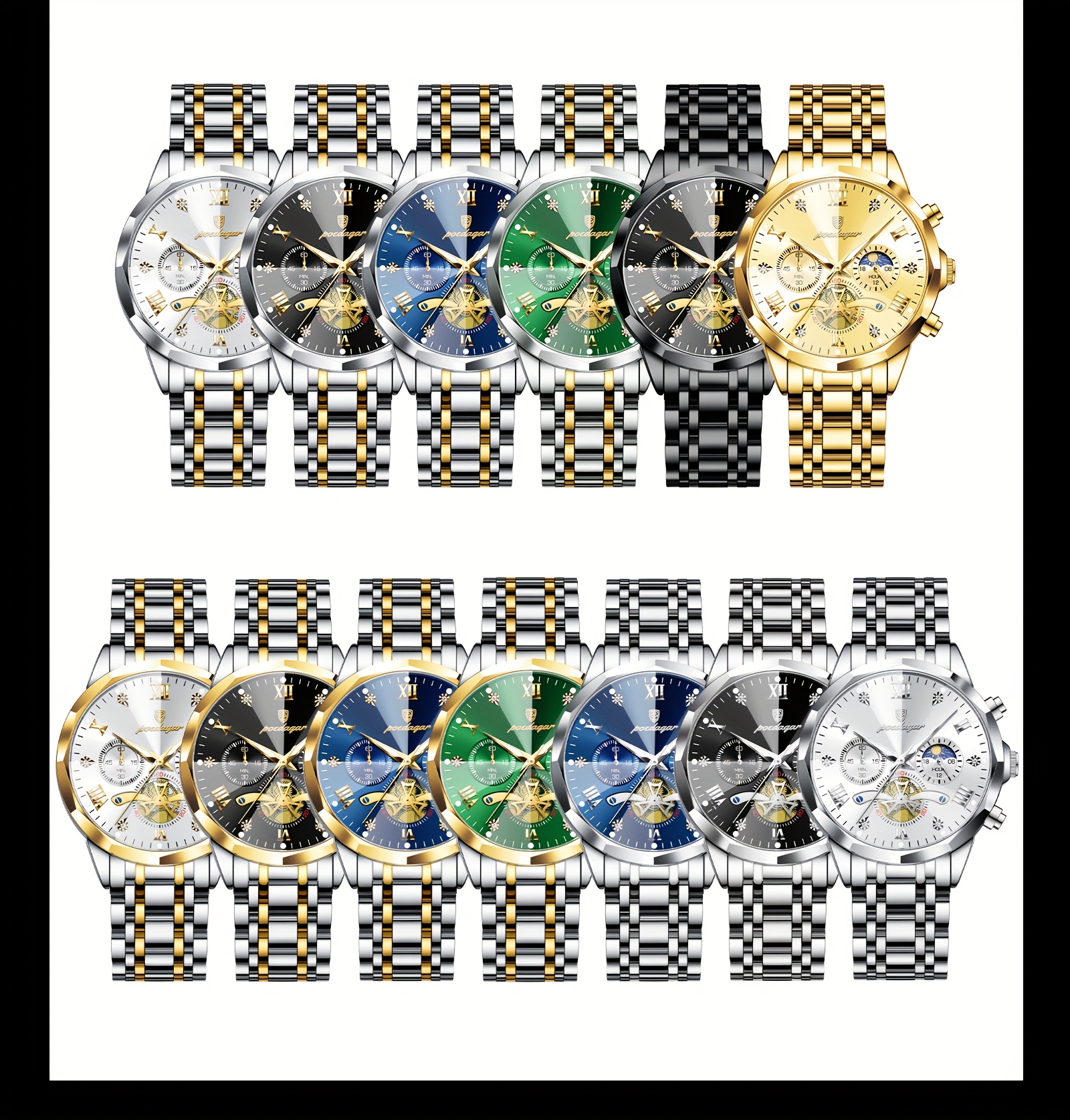   mens luxury watch waterproof luminous chronograph wristwatch with calendar stainless steel korean style quartz watch suitable for swimming daily wear ideal gift for christmas fathers day 3atm Product details 7