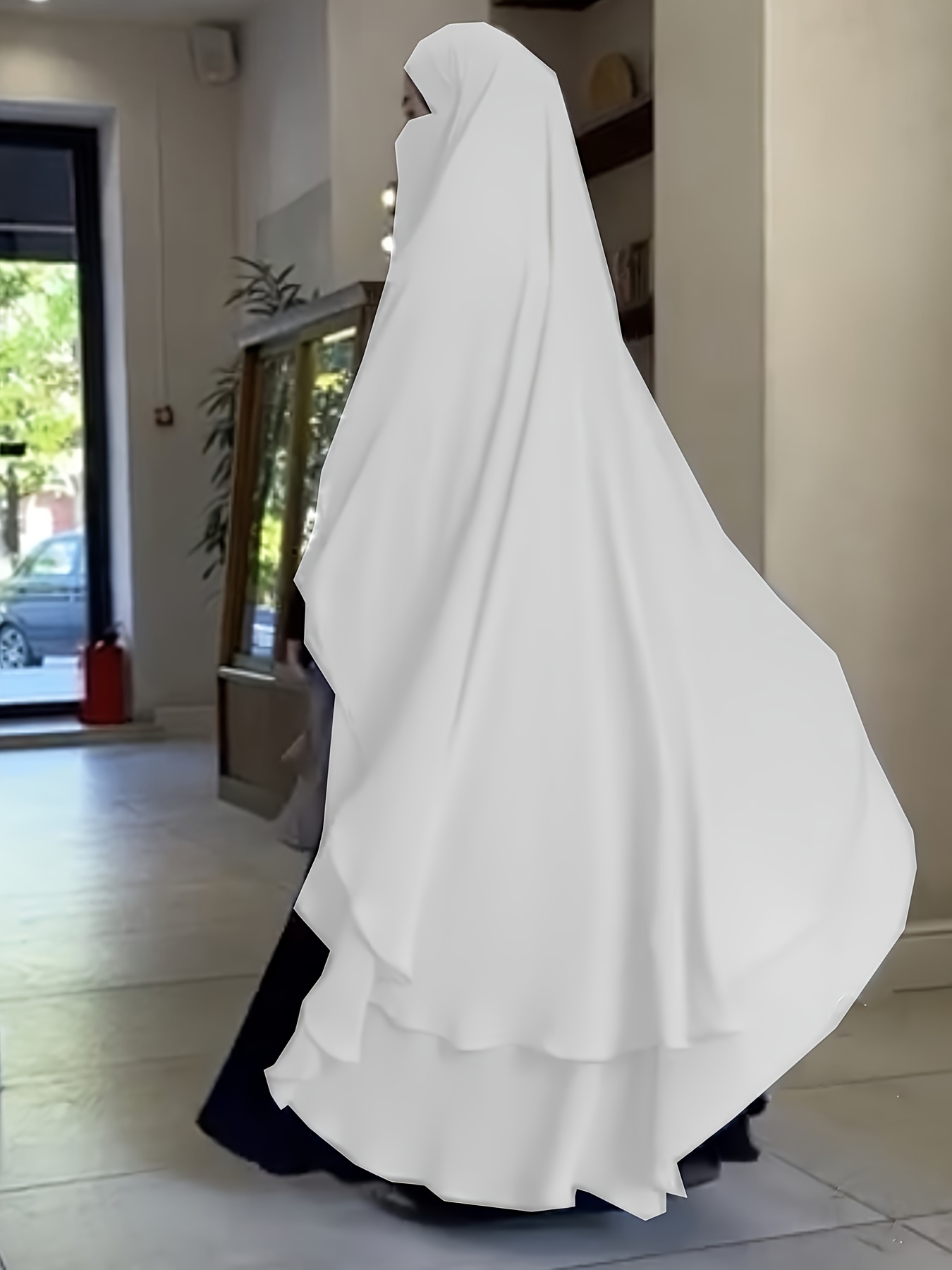 solid color khimar hijab thin double layer pullover robe elegant style sunscreen windproof head wrap womens clothing