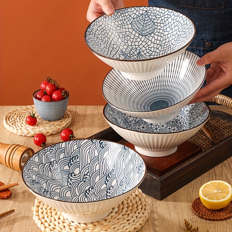 2 4pcs ramen bowl 8 inch japanese creative bucket large soup bowl beef noodle bowl rice   bowl dishwasher and microwave safe suitable for home kitchen restaurant party kitchen supplies