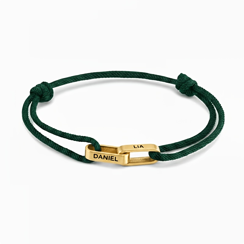 Custom Couple Name-Engraved Adjustable Knot Bracelet, Unisex Gift