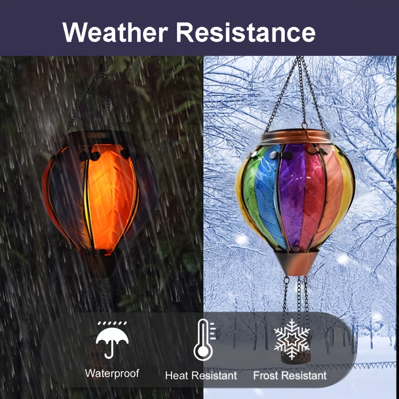 1pc, Color 8pcs Of Glass Hot Air Balloon Modeling Wind Lights Hanging Lights Courtyard Atmosphere Lights Solar Wind Lights