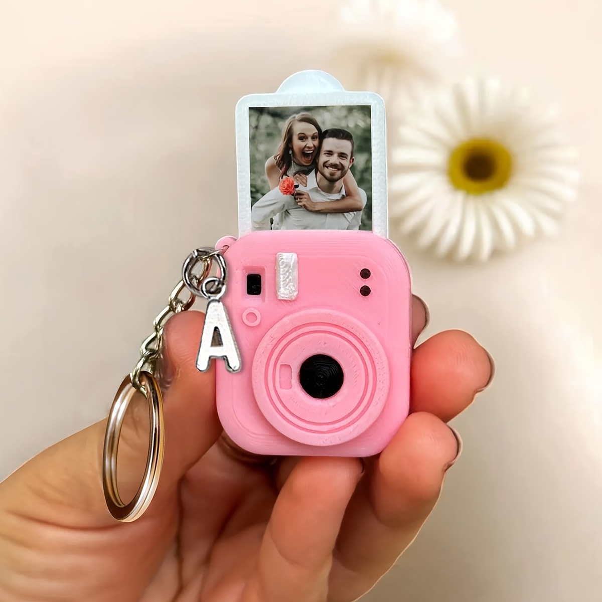 TEMU Customized Camera Shaped Keychain, Personalized Mini Commemorative Gift, Valentine's Day Gift, Personalized Photo Letter Party Gift, Creative