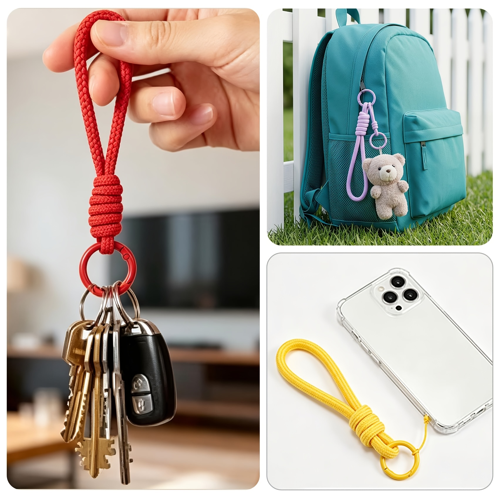 10Pack Paracord Rope Keychain Set
