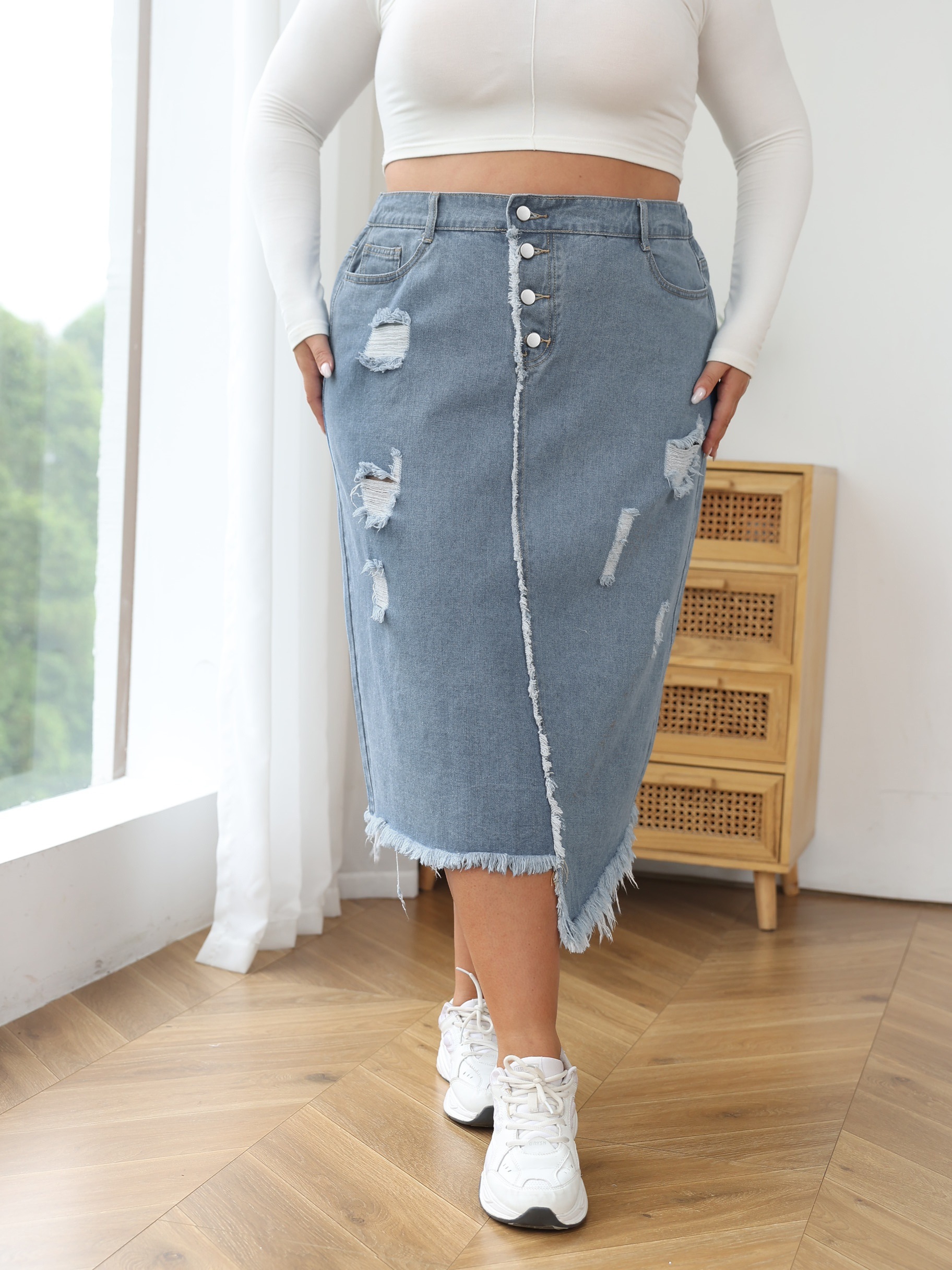 Womens Skirt Ripped Jean Skirt 4xl Skirts Chic And Elegant Woman