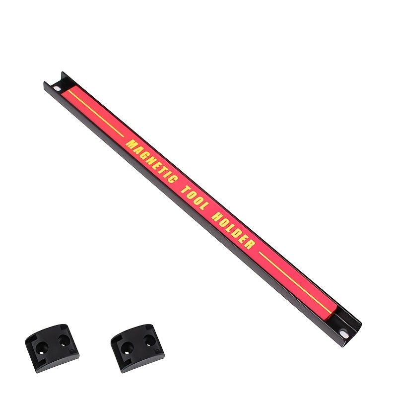 TEMU Support à outils magnétique rouge et jaune modèle 12-18 pour garage, dispositif de rangement suspendu, adapté à des outils magnétiques en métal,