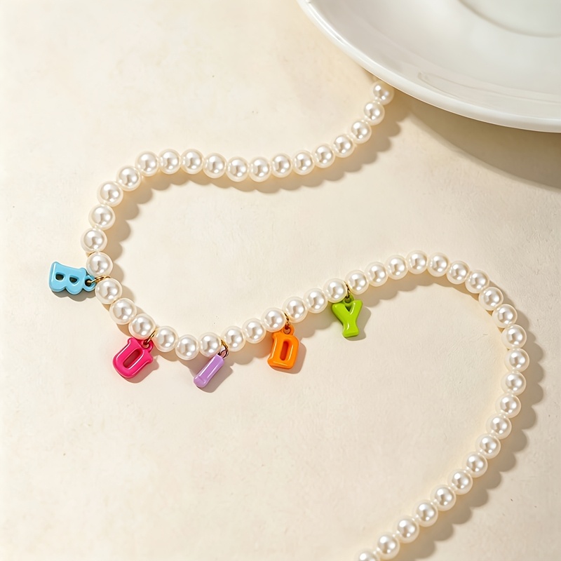 Custom Colorful Letter Bead Name Necklace, Unisex Gift
