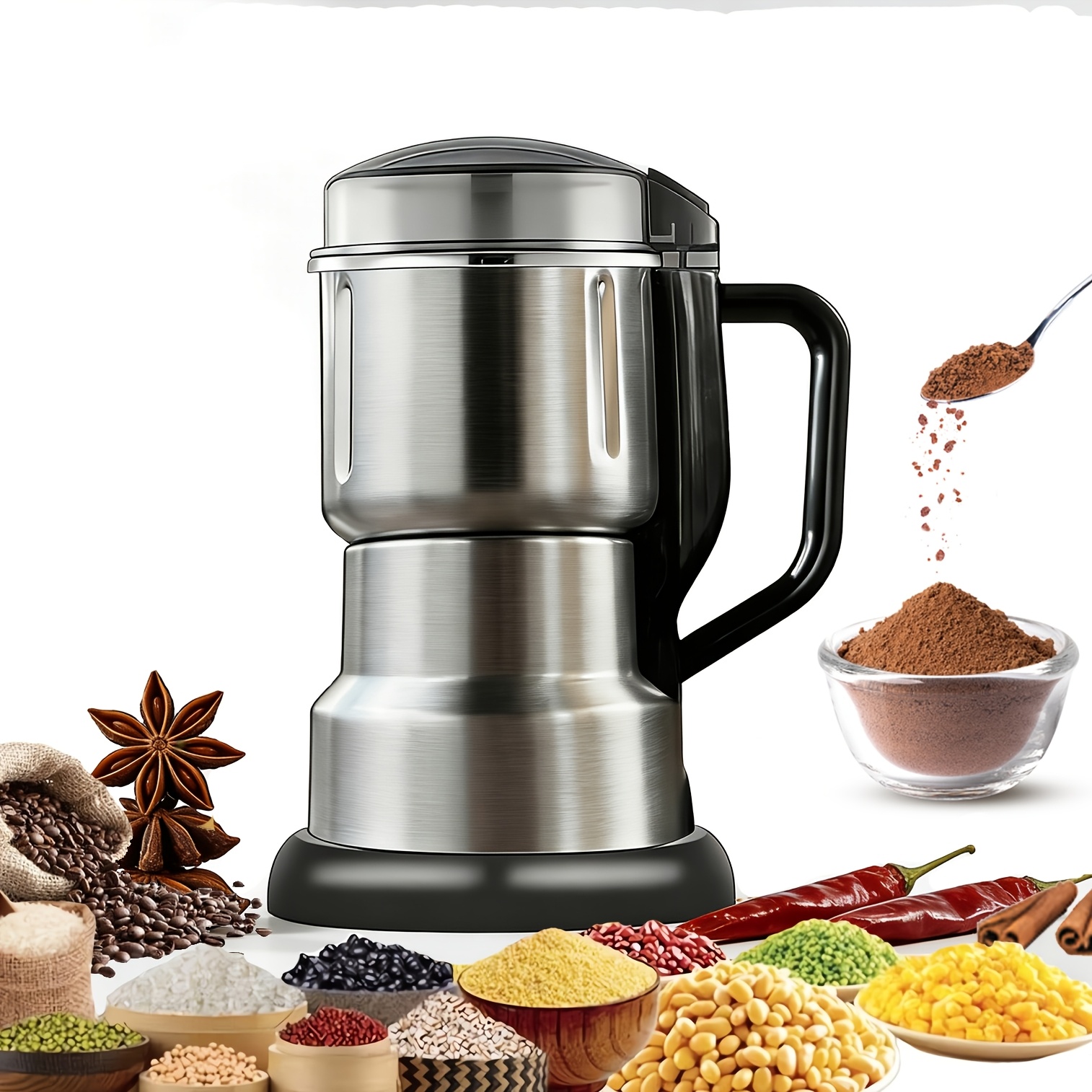 multifunctional electric grinder 300w high   and grain grinder stainless steel 304 grade fast grinding grade 1l capacity 120v plug powered