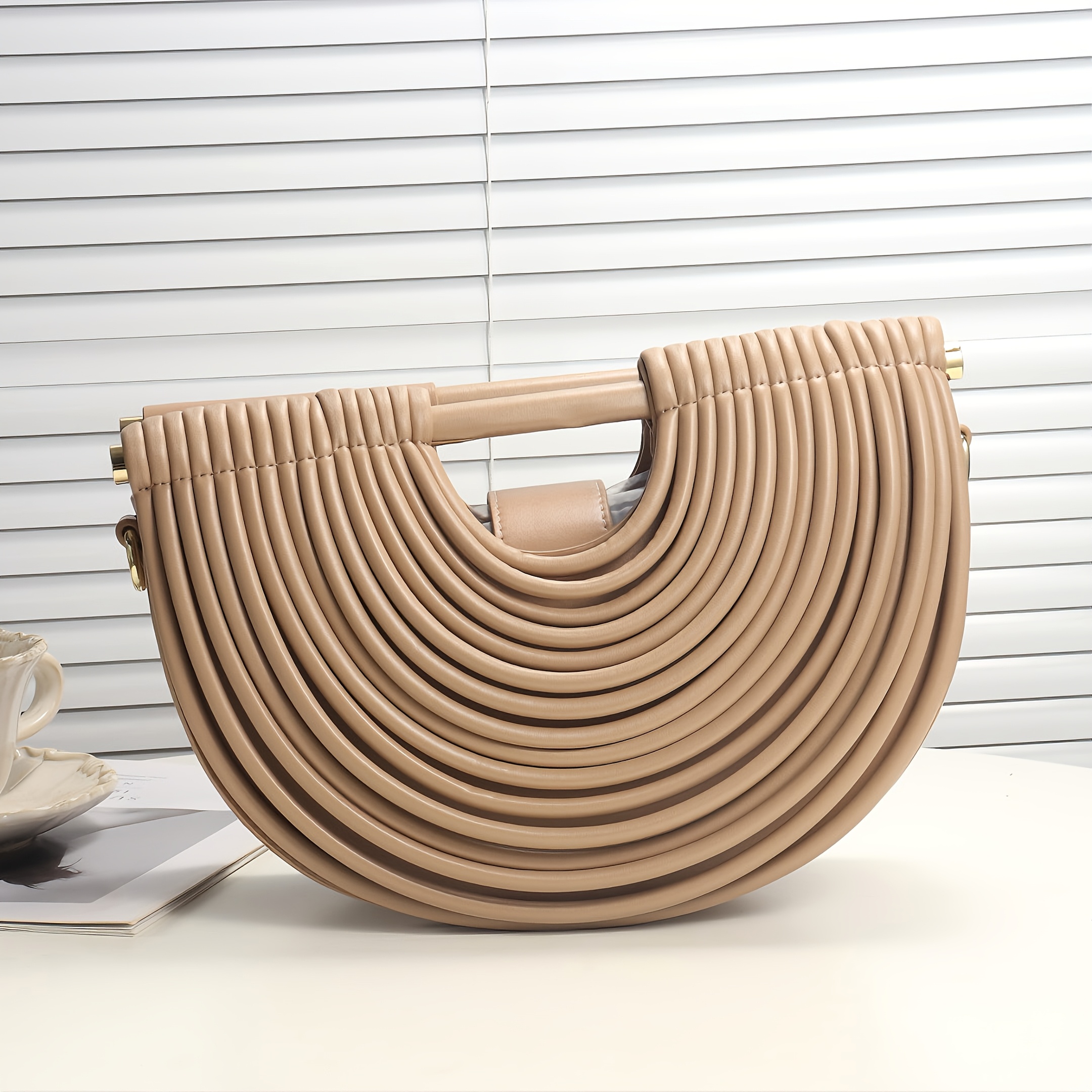 Luxury Women'S Large Capacity Party Handbag - Elegant PU Evening Clutch with Snap Closure, Adjustable Strap, Magnetic Closure, Polyester Lining, Striped Pattern, Perfect for Formal Events, Weddings, and Banquets - Exquisite Crossbody Bag for Daily Use and Wedding Accessories, Wedding Accessory | Elegant Clutch | Magnetic Closure Bag, Wedding Purse, Purse For Women, Handbag For Women, Wallet For Women