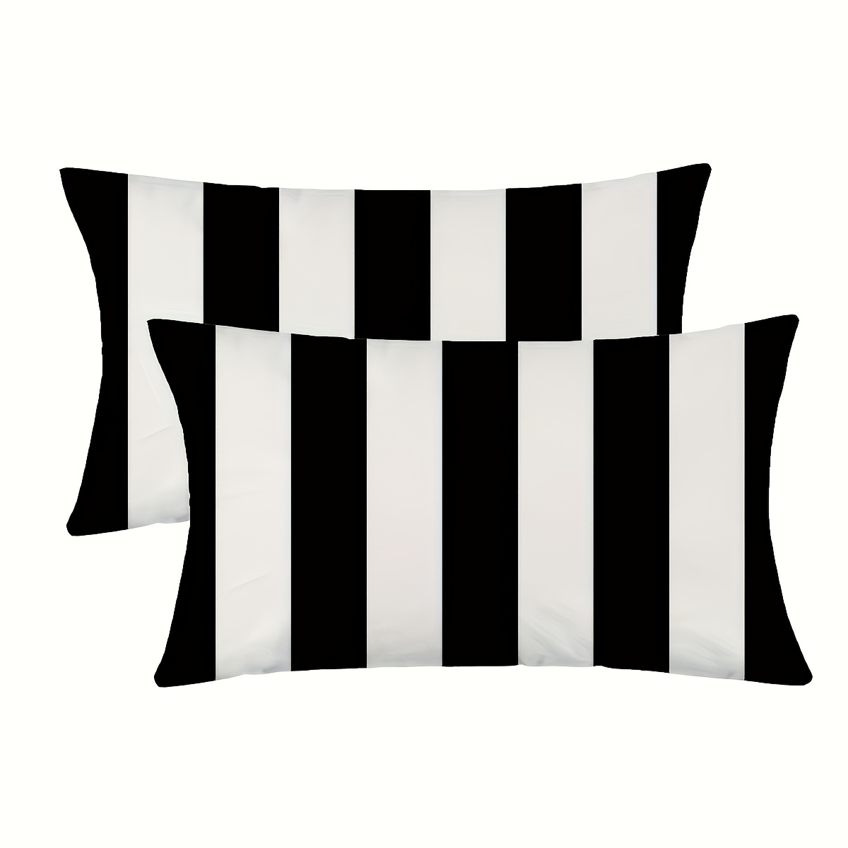 TEMU 2pcs Double-sided Black And White Striped Short Plush Pillow Covers, Double-sided Printed Pattern, No Filler Included, Decorative Lumbar Pillow