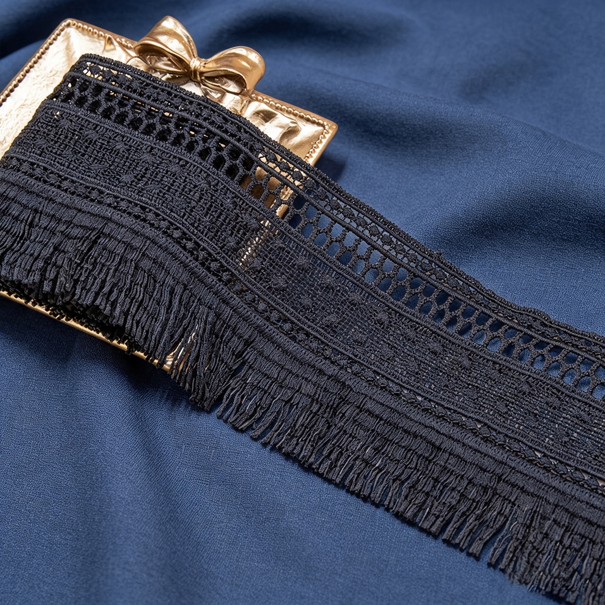 TEMU 1 Yard Tassel Water Soluble Embroidered Lace Trim, Ethnic Style For Clothing & Home Textiles