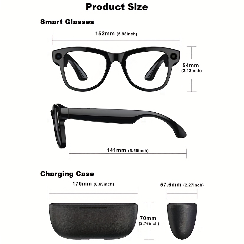 Lunettes intelligentes Zhizhi AI avec caméra haute définition 4K, enregistrement vidéo, interprétation simultanée GPT/recognition d'objets, lunettes intelligentes AI avec caméra et audio pour hommes et femmes Chatgpt