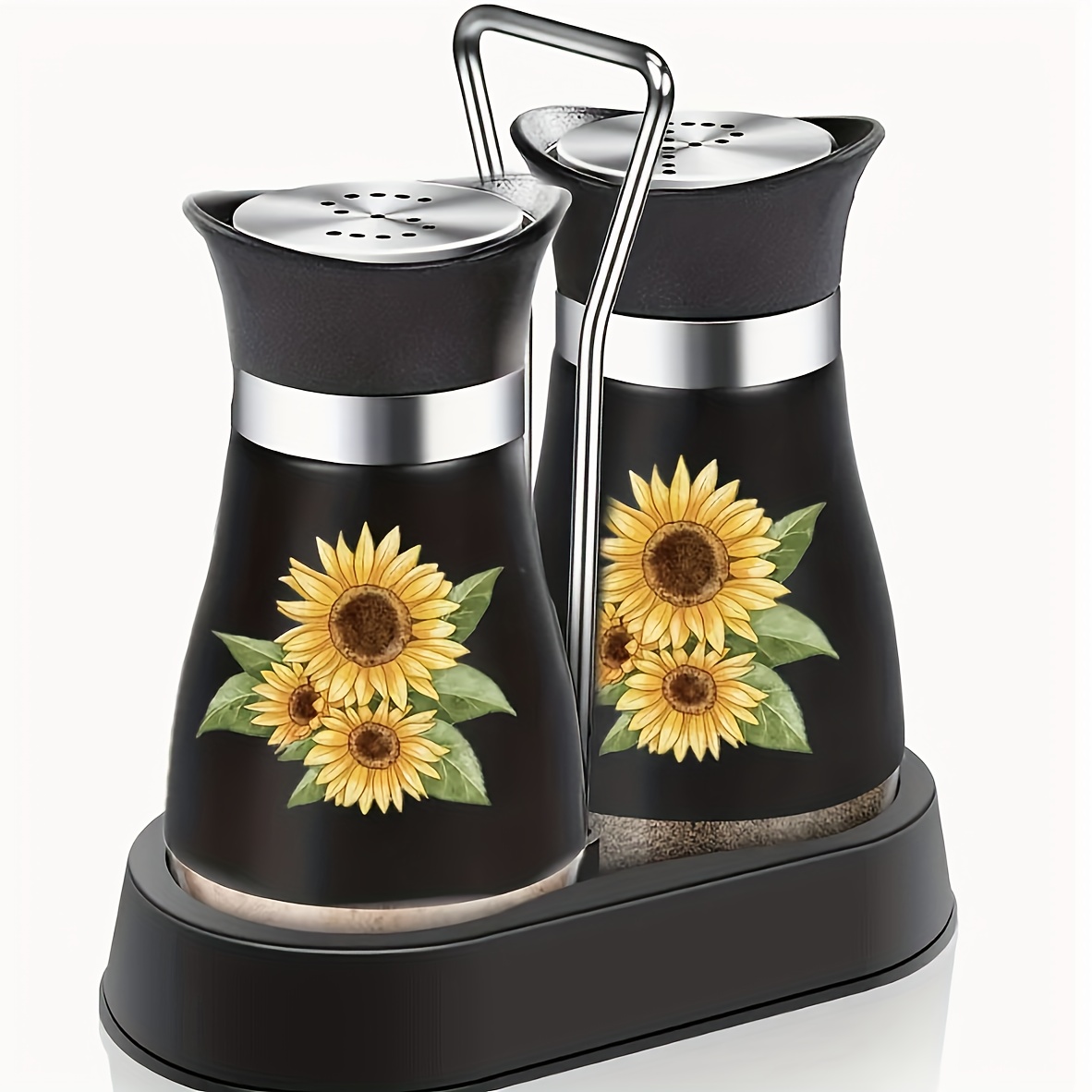 TEMU Salt And Pepper Shaker Set Stand (3pcs Set) 1 Set Of Salt And Pepper Shakers, Salt Shaker And Pepper Shaker