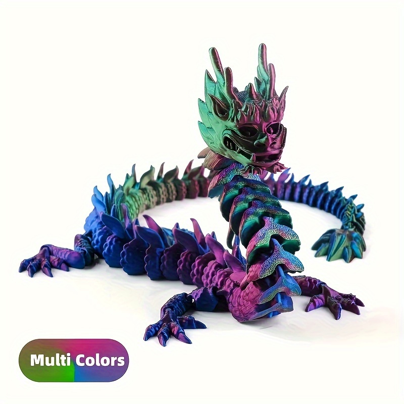 

4- Printed Articulated Dragons, Movable Collectible Figurines, Flexible Poseable Creative Toy Crystal Dragons, Desk Decor Executive Office Toys For Christmas, , Easter, Graduation, De