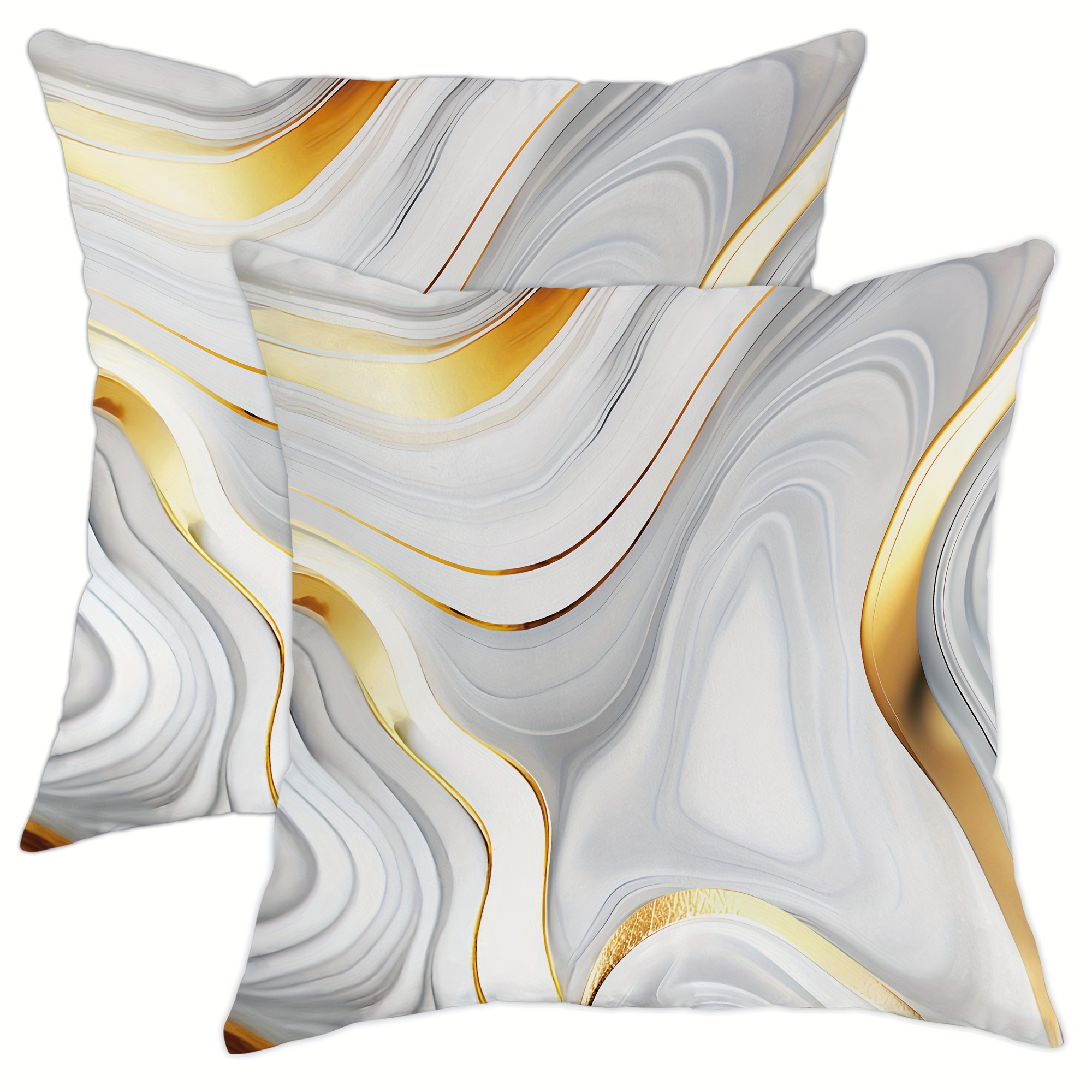 

2pcs, Velvet Throw Pillow Covers, Modern Minimalist Abstract Marbled Gray Gold Throw Pillow Covers 18*18inch, For Living Room Bedroom Sofa Bed Decoration
