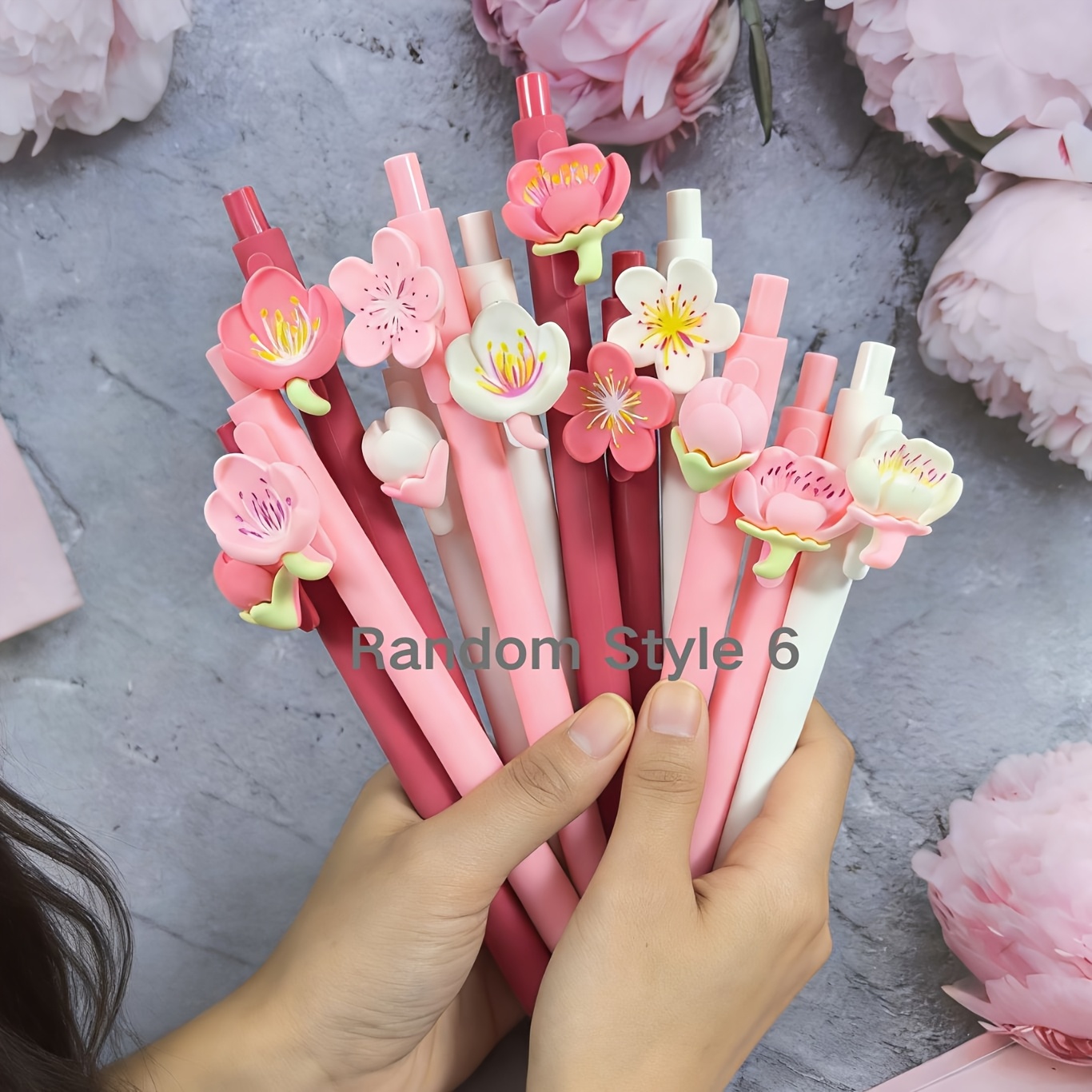 Of Flower-themed Ballpoint Pens In Packs Of 4, 6, 8, Or 12, Featuring Retractable Designs And Vibrant Colors, Perfect For Use , Offices, Journaling, And As Gifts