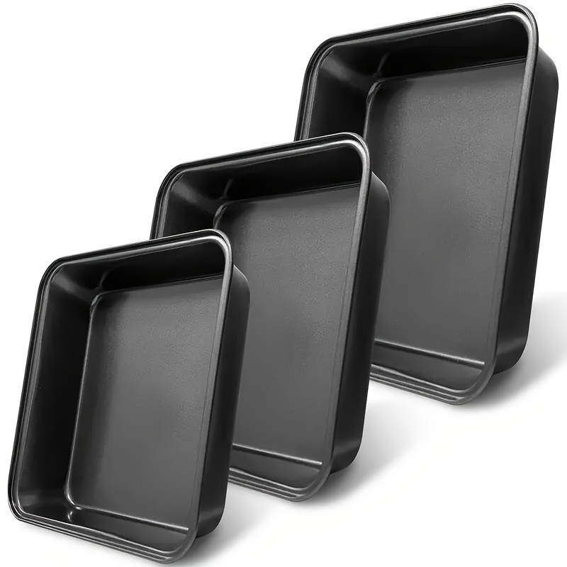 

Metal Baking Pans Set Of 3, Rectangular Stainless Steel Cake Molds For Oven, 10.8/9.8/8.8 Inch, Black Bakeware For Brownies Lasagna Casserole, Toxin-free & Easy To Clean, 2-inch Deep