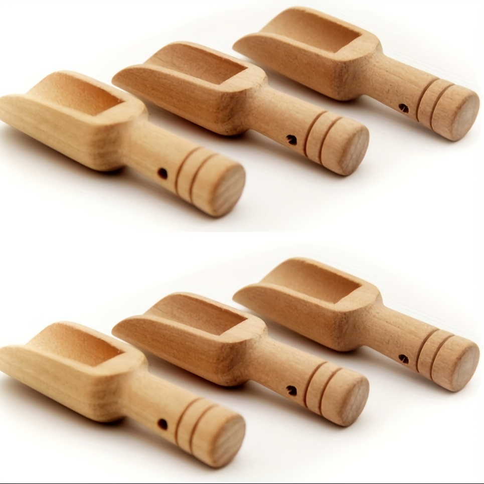 TEMU 6/12pcs Mini Wooden Spoons | Versatile For Bath Salts, Tea Scoop, Washing Powder, Candy - Ideal For Christmas And Halloween