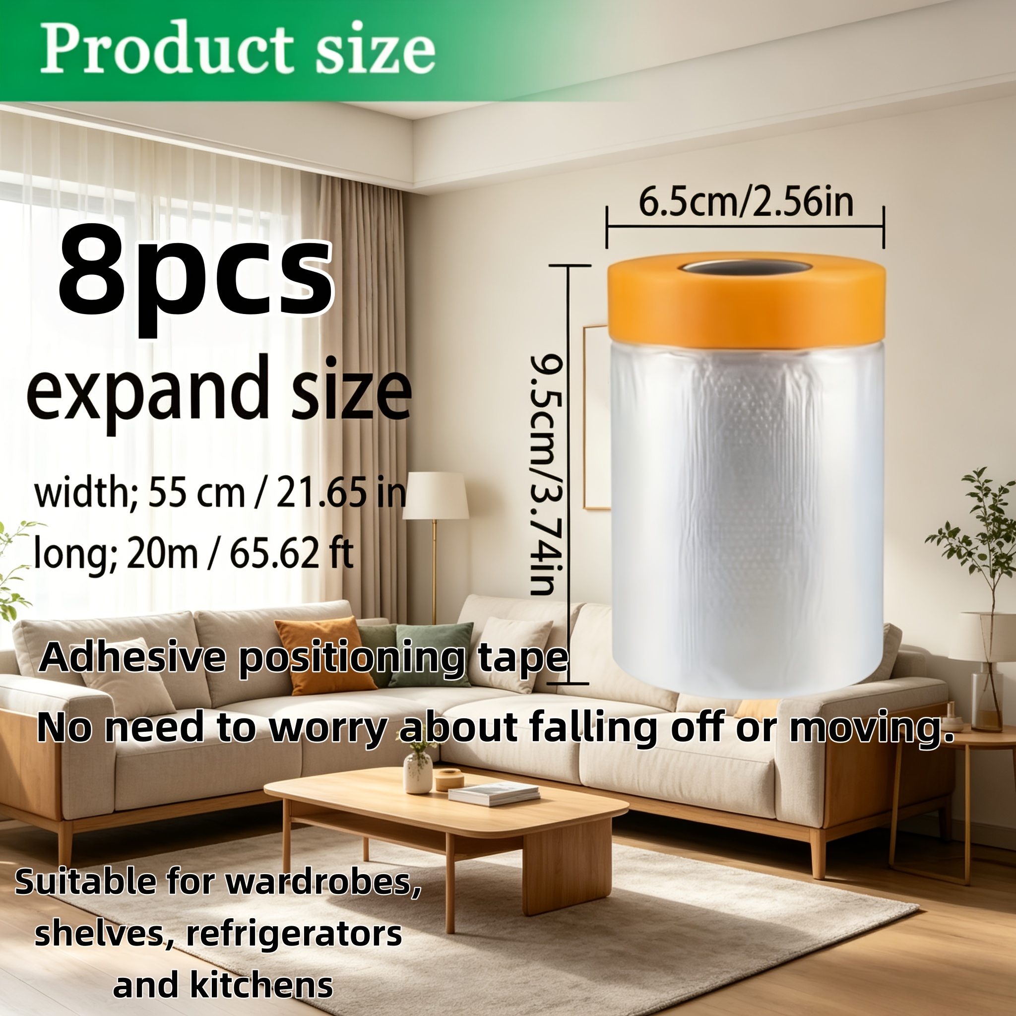 TEMU Of Waterproof Pvc Painter's Tape | Height Adjustable, Foldable, Removable Protective Cover, Pre-adhesive Film Rolls, Suitable For Automotive
