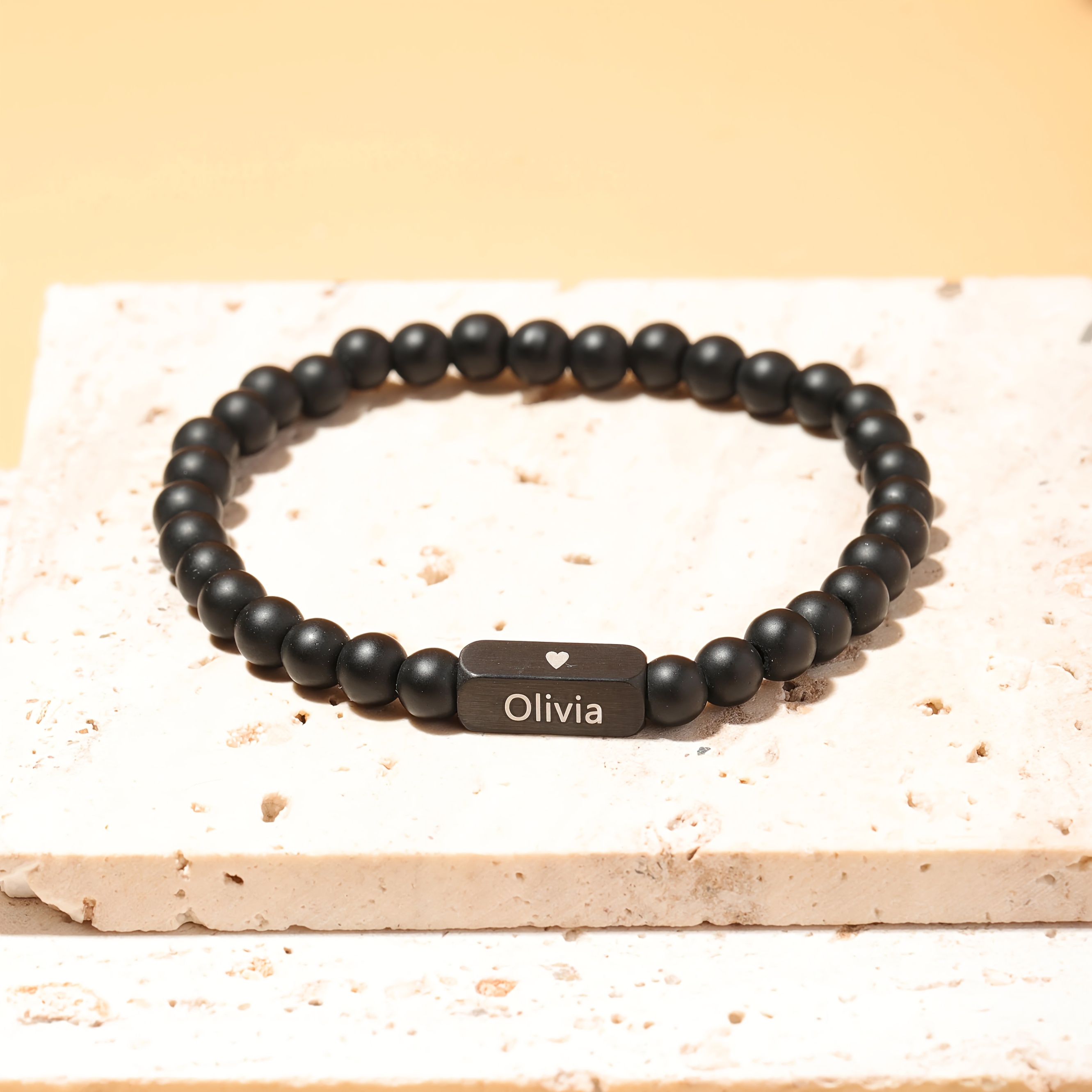 Men's Personalized Beaded Bracelet with Natural Stone