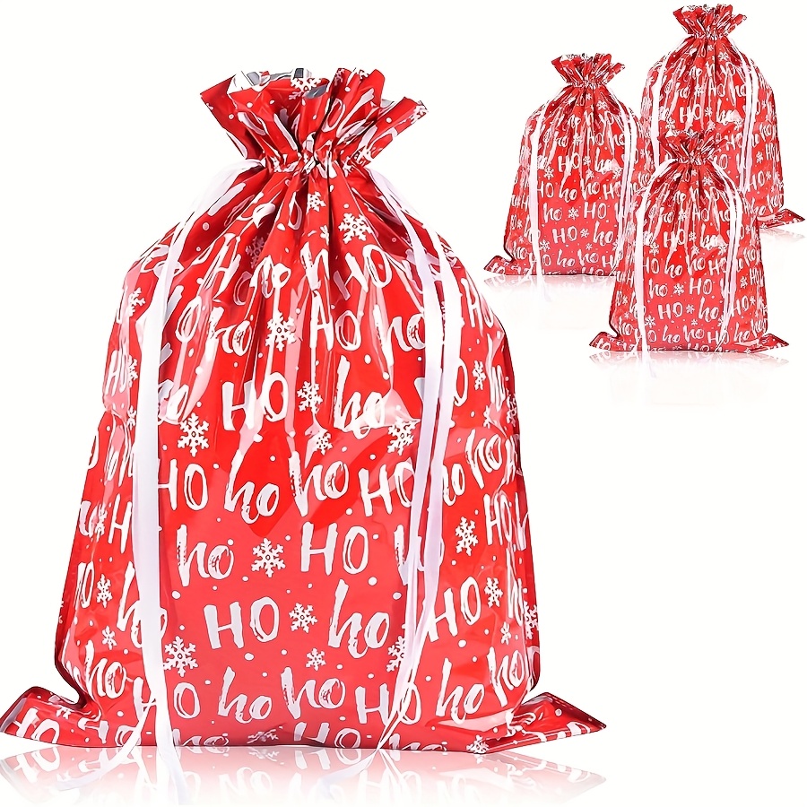 Gift For Her/him Extra Large Gift Wrapping Bag Measuring 43 By 58 Cm, Set Of 4 Drawstring Bags For Holiday Presents