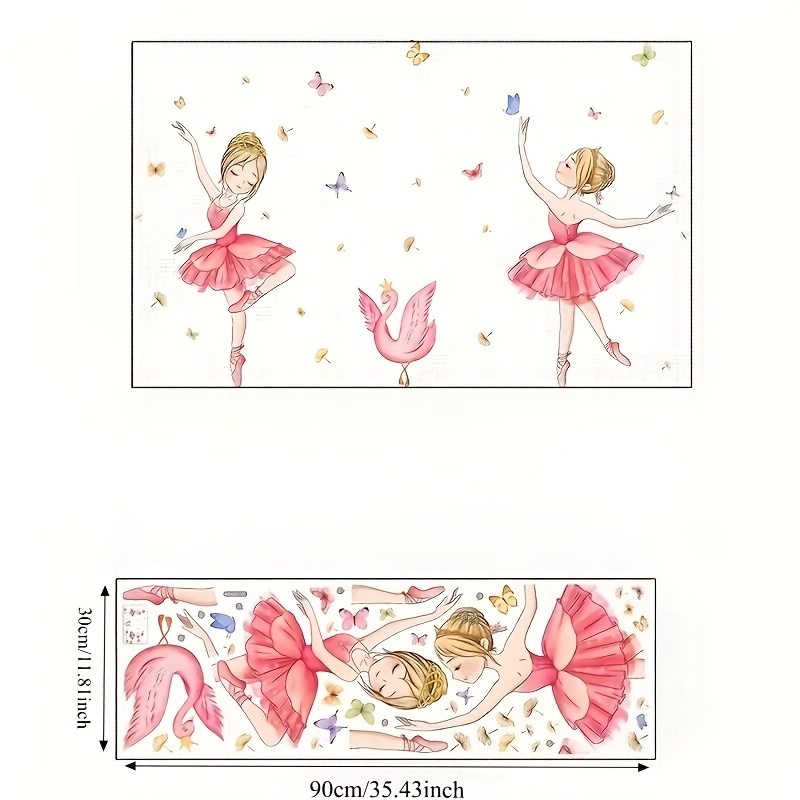 Cartoon Ballet Swan Wall Stickers Living Room Bedroom Decoration Self-adhesive Wall Stickers