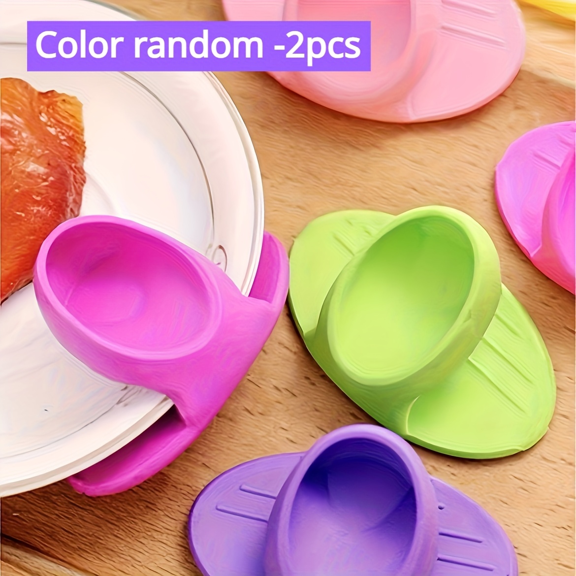 TEMU 2/10-pack Colorful Heat-resistant Silicone Oven Mitts - Microwave & Oven Safe, Durable Tpr Material, Pink, Green, Purple & Orange Design, |