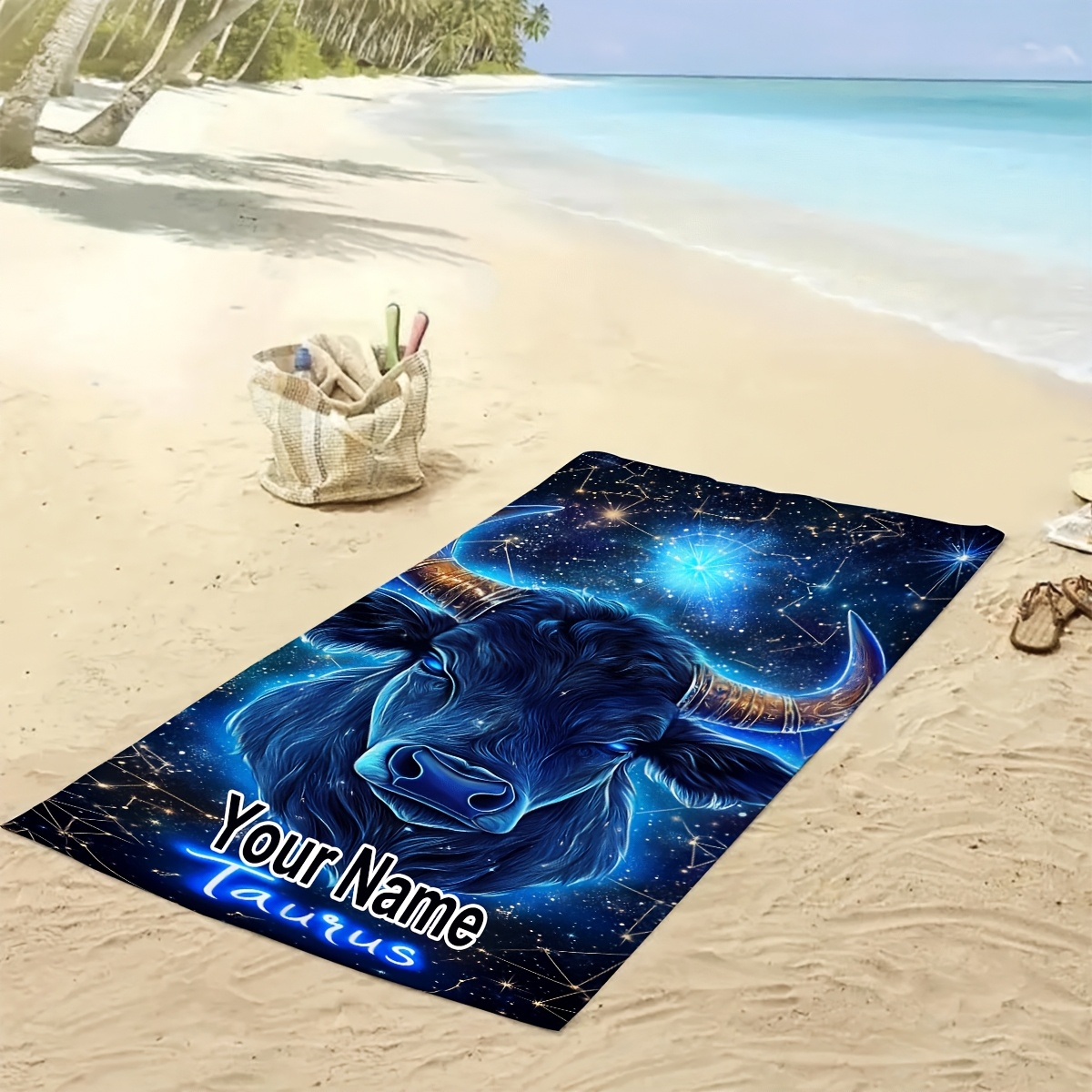 TEMU Custom 1pc, Personalized Name Beach Towel, Constellation Themed Beach Towel, For Swimming And Water Play, Suitable For Beach Vacations,
