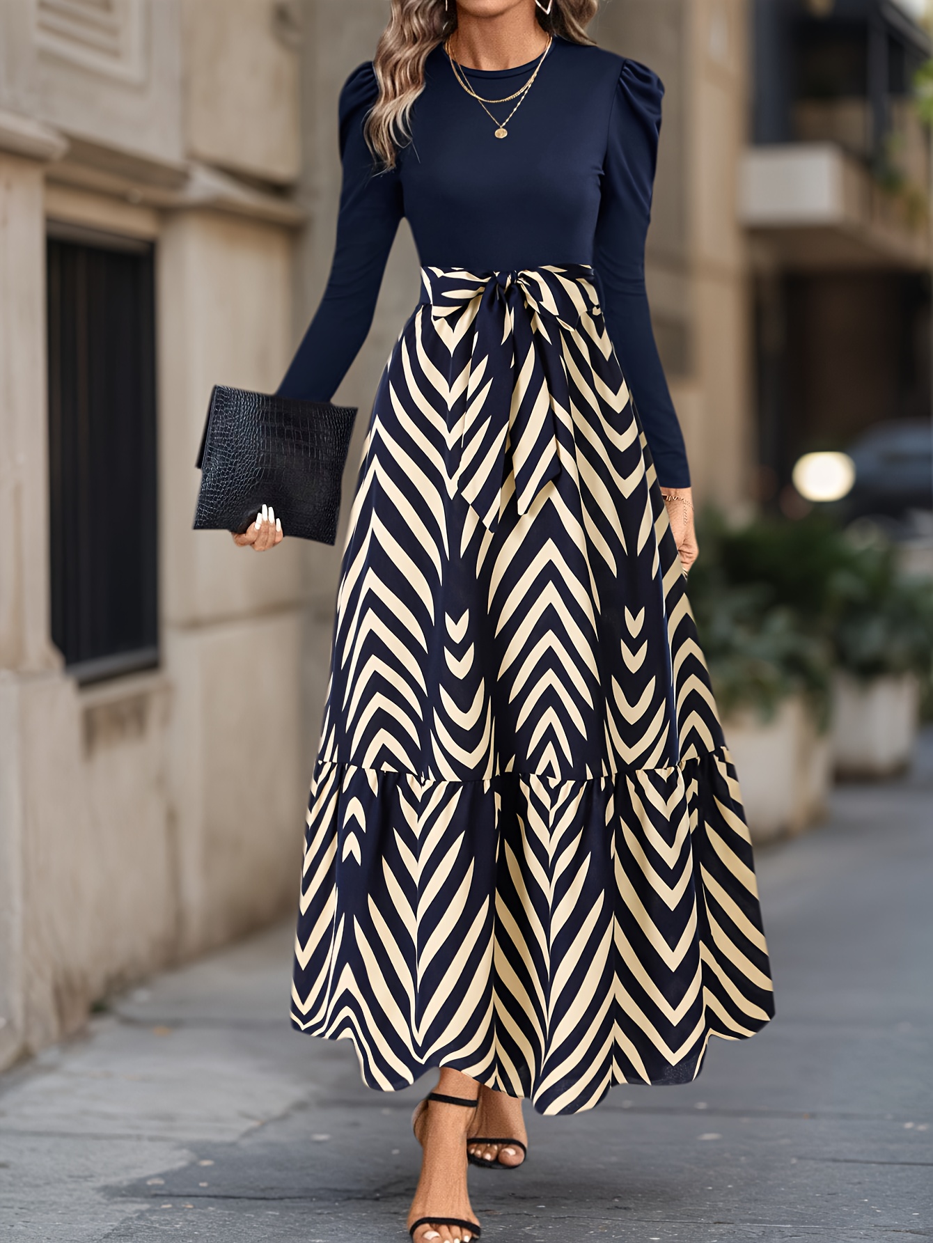 knee length dresses for ladies Odette Cream Long Sleeve Formal Maxi Dress
