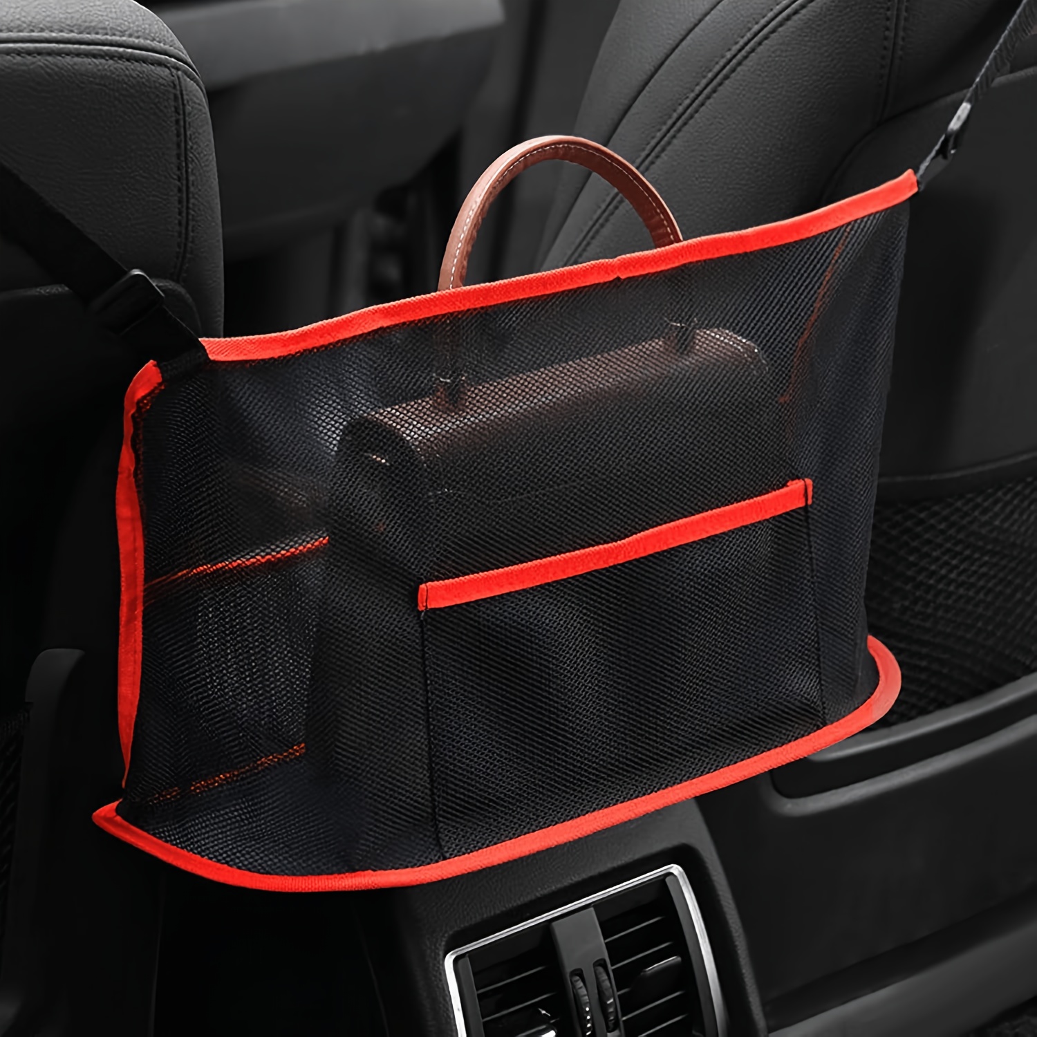 TEMU 1pc Car Mesh Bag Pocket Handbag Holder, Car Mesh Bag Wallet Holder