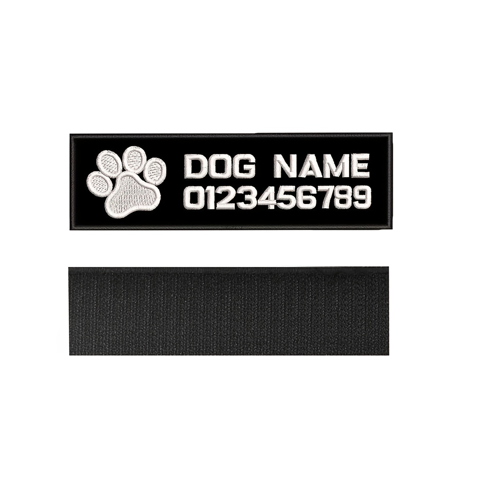 TEMU Customizable Name Patches With Hook Fastener, Personalized Embroidered Name Tapes For Animal Vest Harnesses, Collars, Leashes, Pet Accessories,