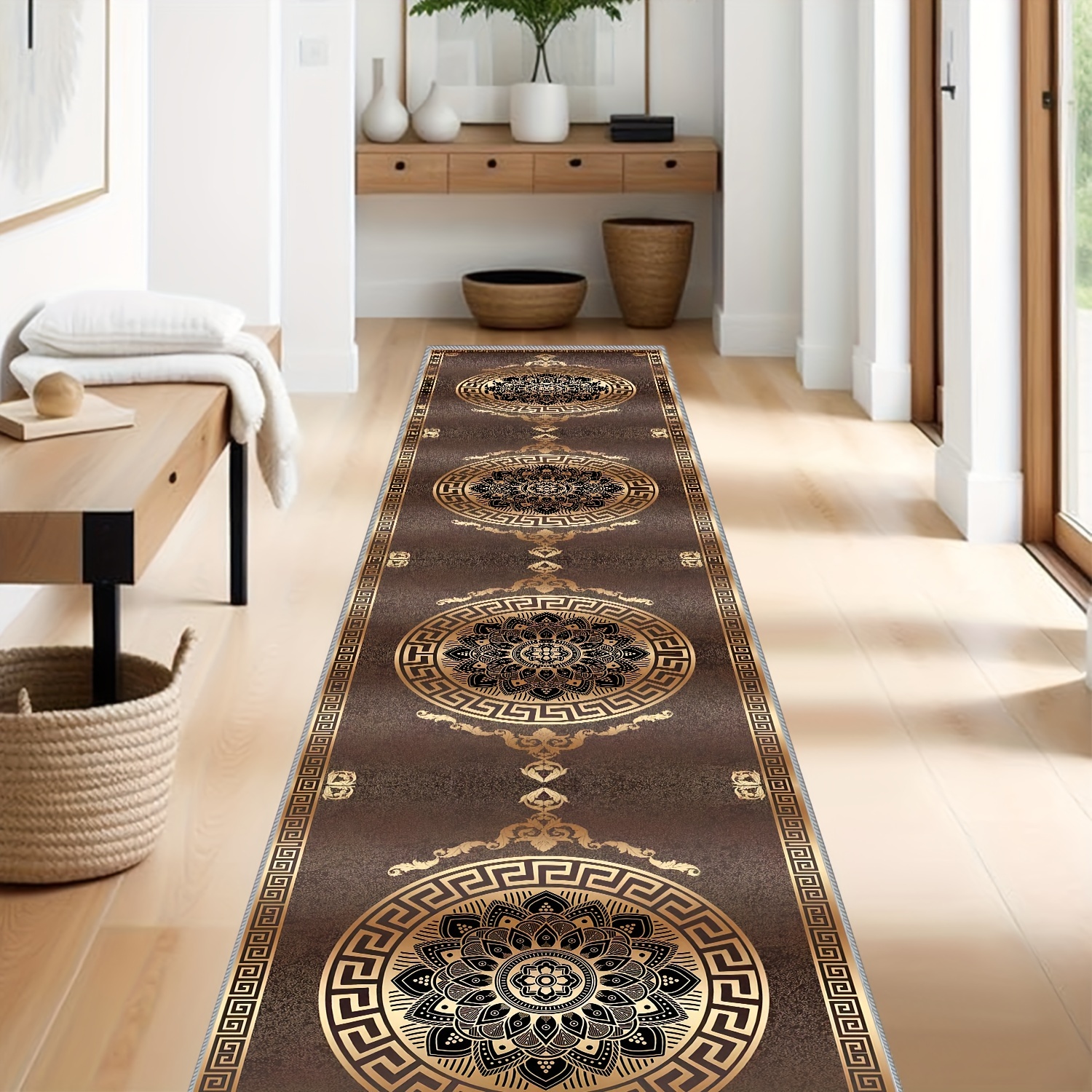 

Luxury Modern Hallway Runner Rug 850g Crystal Velvet 0.8cm Thick Non-slip Polyester Floor Mat, Water And Stain Resistant, Machine Washable For Living Room, Bedroom, And Home Office