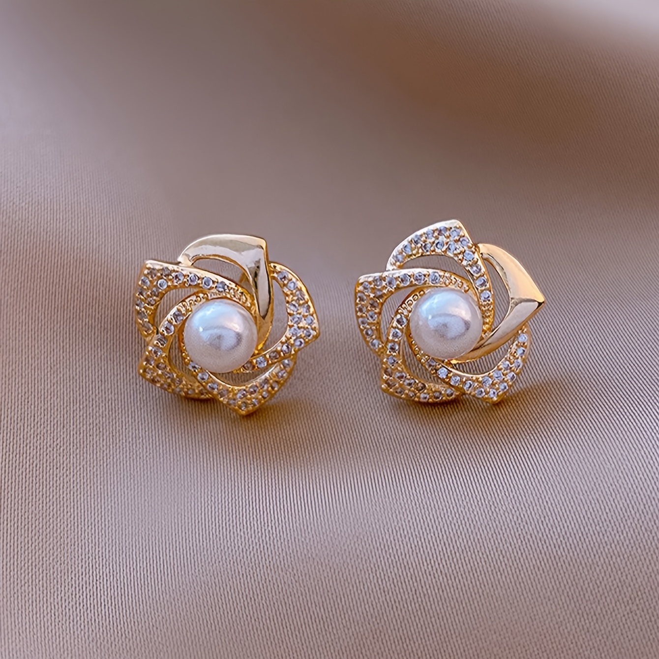 

1 Pair Elegant Stud Earrings For Women, Pearl, Zinc Alloy, Stainless Steel Post, For & Parties, - All Compatible