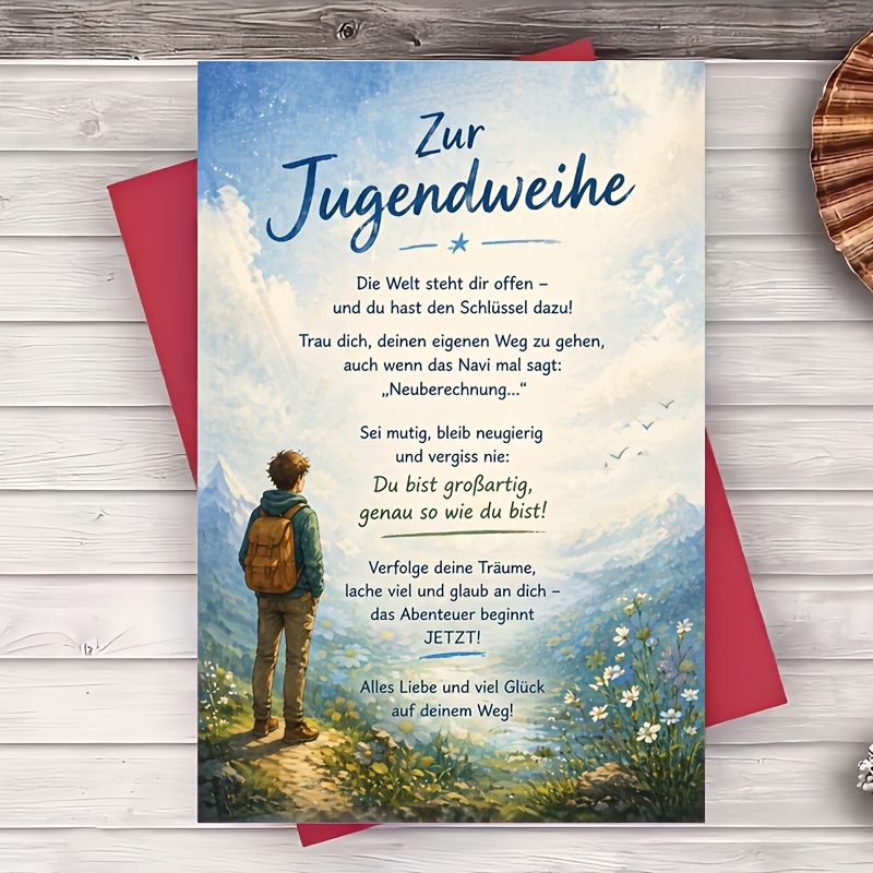 Image of 1 Envelope And 1 Greeting Card Teenage Confirmation Greeting Card Inspirational Gift For Youth Milestone Celebration Encouragement And