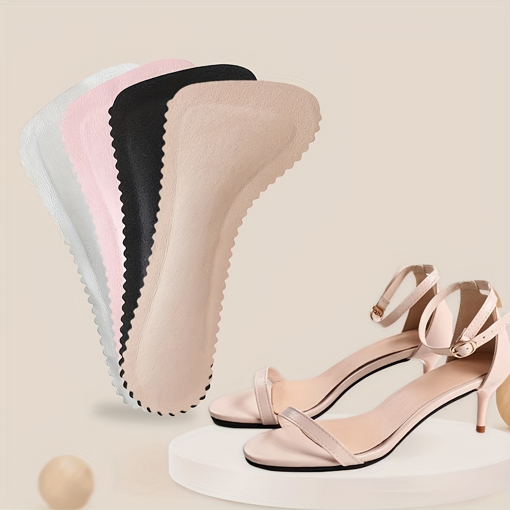 [Popular Choice] 1 Pair Anti-Slip Faux Leather Insoles for High Heels and Sandals, Self-Adhesive, Breathable, Sweat-Absorbent, Comfortable - Black