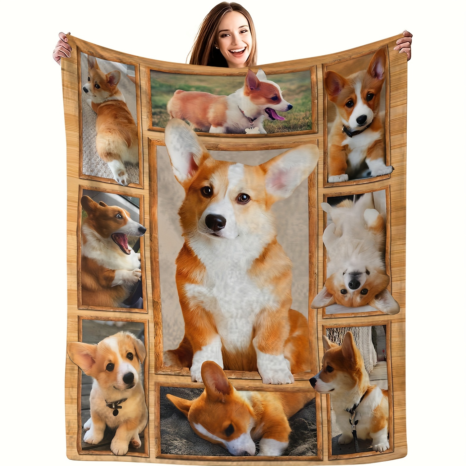 

Vintage Corgi Pattern Flannel Throw Blanket, All-season Cozy Couch Blanket, Digital Print Soft Polyester Knit - Gift For Corgi Lovers