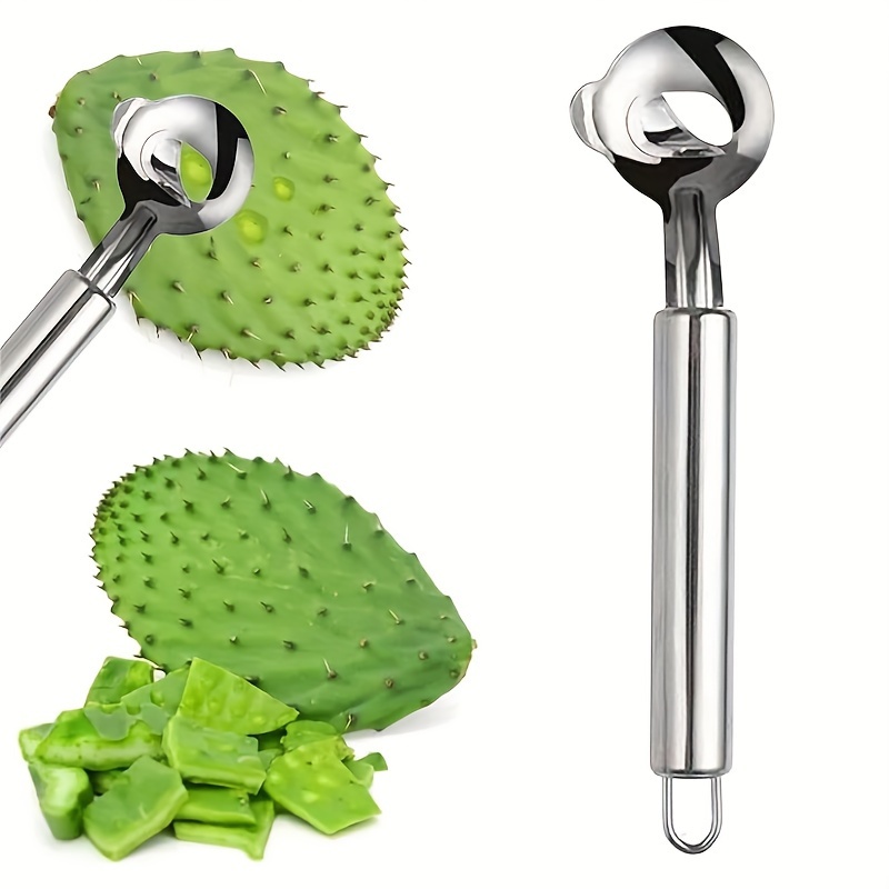 

3pcs Stainless Steel : Cactus & Rouge Peeler, Spoon-shaped Rouge Skimmer, Multi-functional Noodle Cutter -