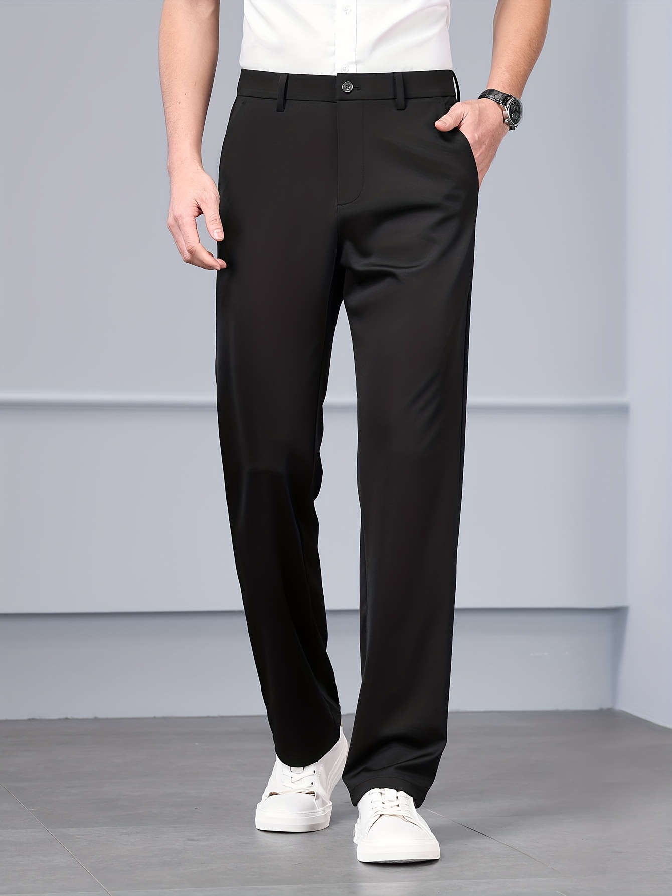 knee length dresses for ladies Men's Slim-Fit Stretch Sky Blue Dress Pants main image 0