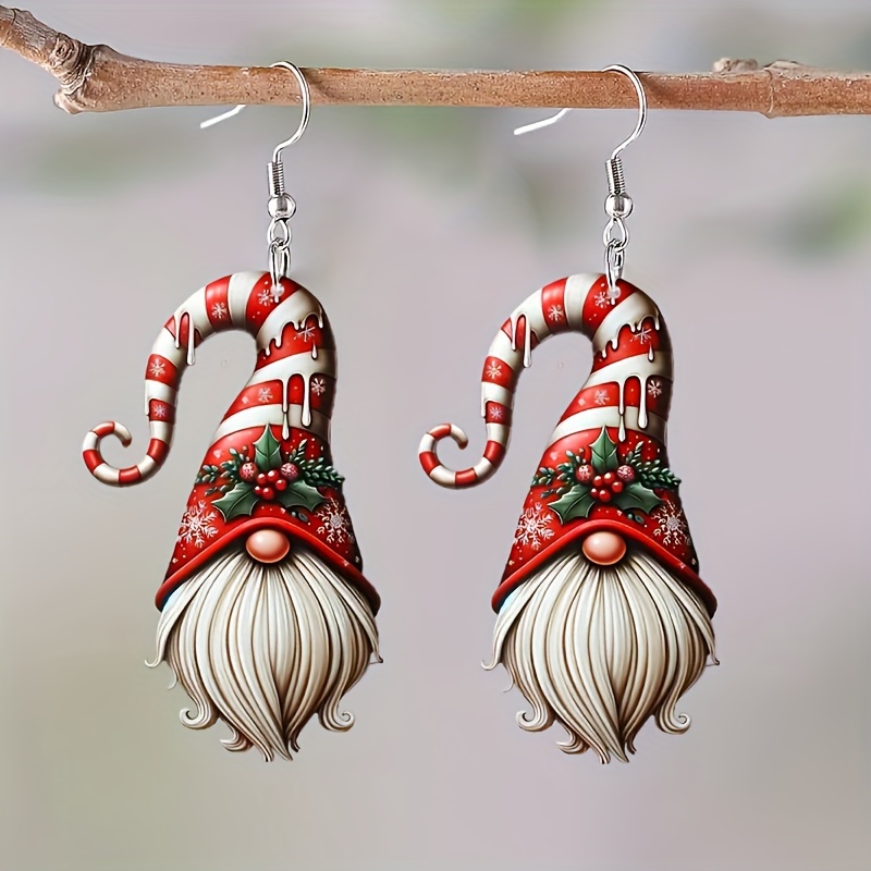 

1pc/2pcs Christmas Gnome Acrylic Earrings, Festive Holiday Jewelry, Lightweight Fashion Earring Gift For Christmas And Party, Home & Kitchen Decor, No Feather, Party Jewelry Gift Set