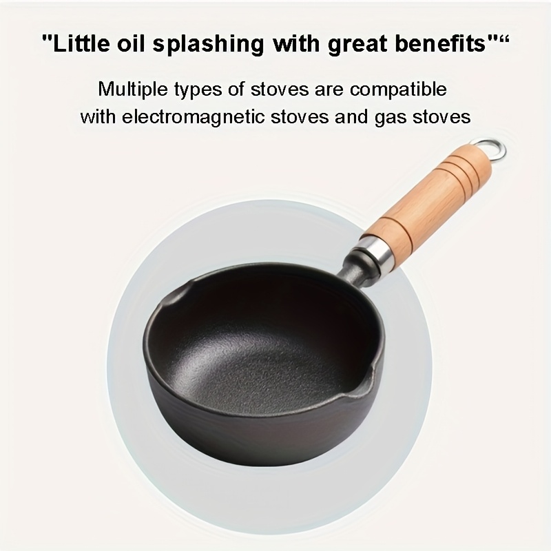 1pc mini cast   with wooden handle non stick   small kitchen cookware for boiling eggs   and cooking ideal for   and picnics kitchen cookware wooden handle cast iron pan 6