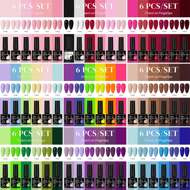 6pcs spring summer gel nail polish set   gel nail polish soak off led semi permanent nail polish manicure   diy starter kit