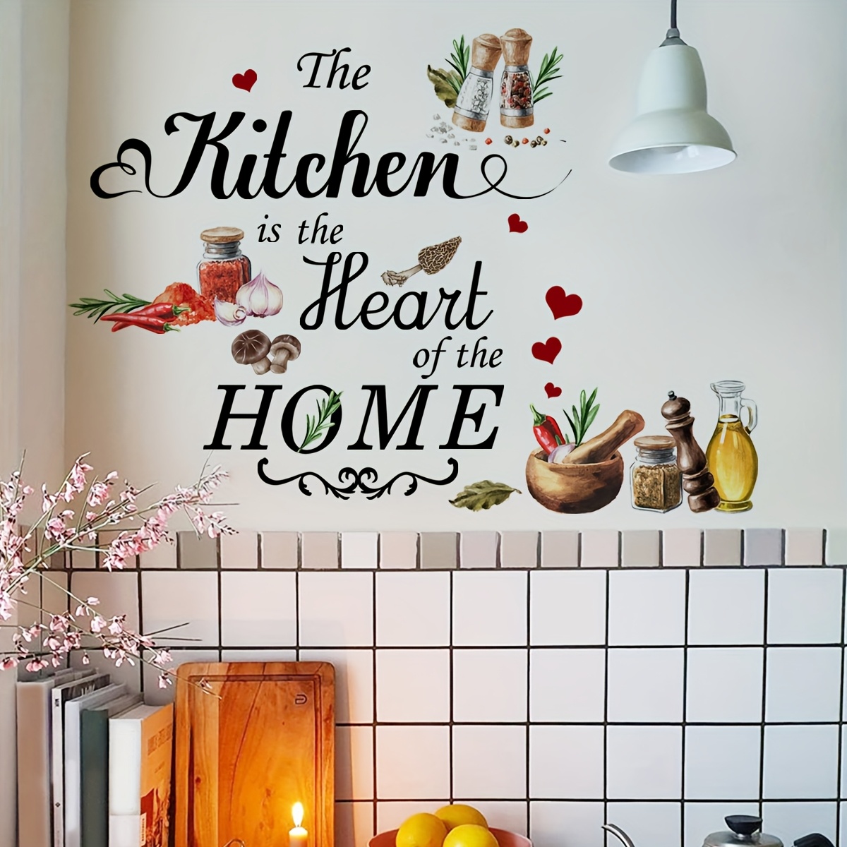 1pc Home Kitchen Decorative Sticker, Modern Self-adhesive Pvc Wall Decal, Kitchen Themed Sticker With Vegetable , For Home Decor, Wall Background Decoration Sticker