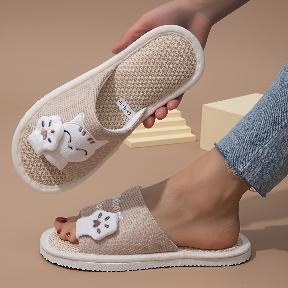 TEMU Unisex Four-season Open-toe Slippers, Open-toe Slippers, Comfortable, Lightweight, Indoor, Cute, Sweet Home Slippers, Women Shoes