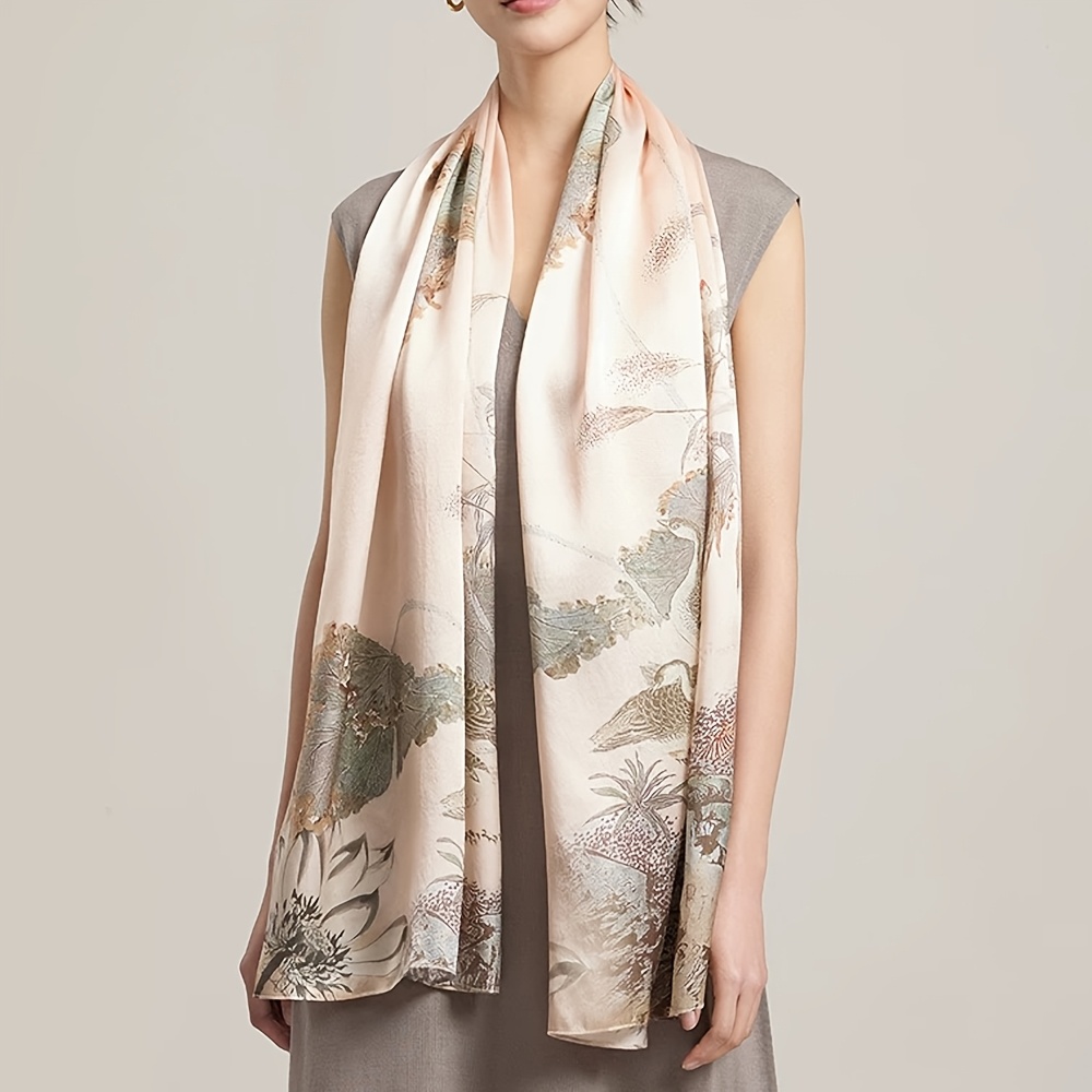 New Four Seasons Silk Scarf, Mulberry Silk Shawl for Women, Women's Day Gift for Mom, Gift for Elders, Mother's Day, 100% Silk, Mulberry Silk Satin, Size: 53×170cm Long Scarf