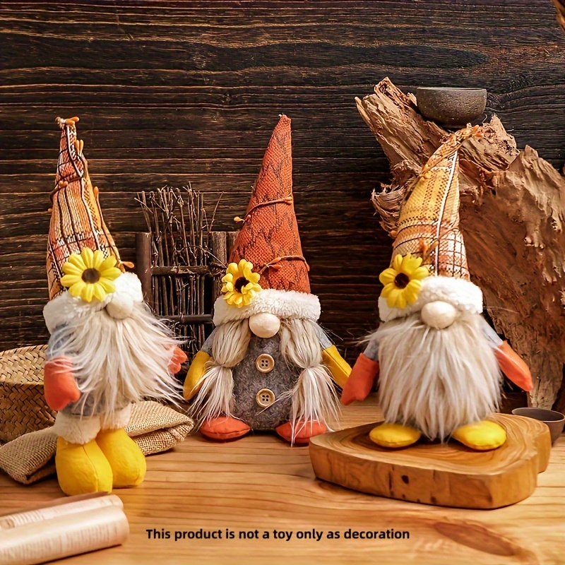 Sunflower Cute Standing Gnome Plush Doll Scene Decor Home Temu
