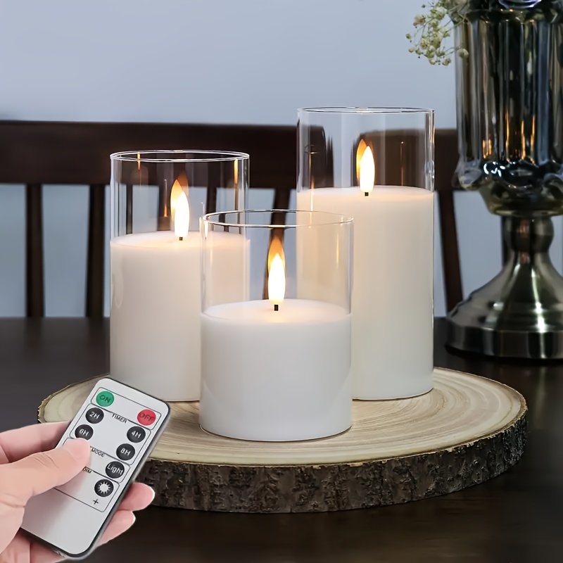 3-Pack Acryl Plastic Vlamloze LED Kaarsen | Afstandsbediening en Timer voor 2/4/6/8 Uur