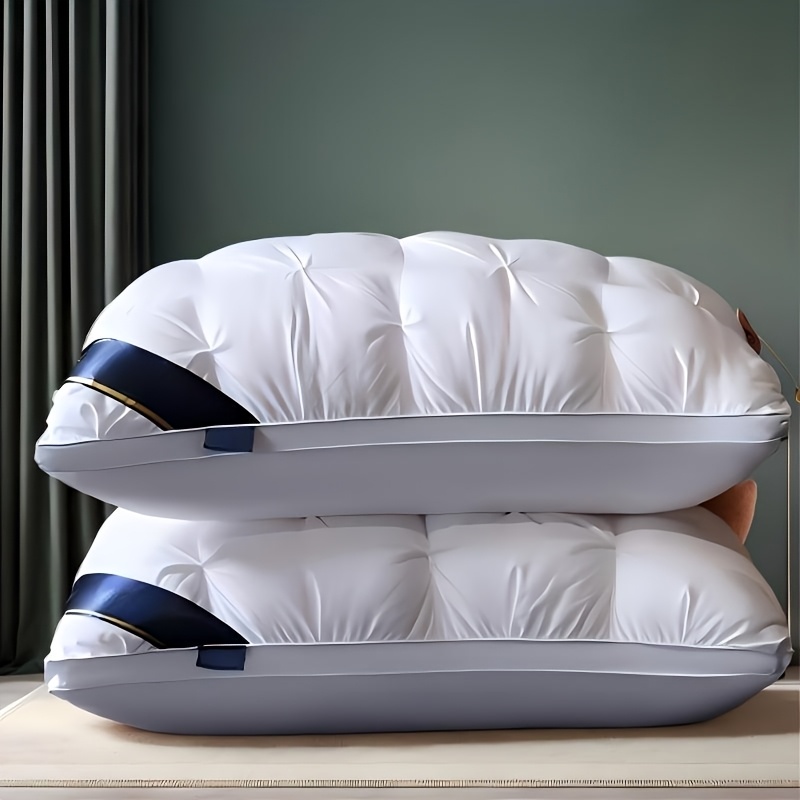 TEMU 1/2pcs Almohada de Calidad de Hotel Estrellas de Lujo - Soporte para el Cuello de , de Almohada de Densidad que Hunde para Todas con Satén ,